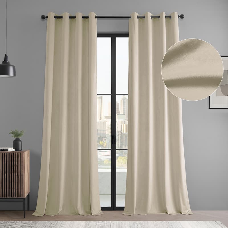 Exclusive Fabrics Basic Deluxe Velvet Curtains Pair - 2 Panels - Grommet Room Darkening Curtains