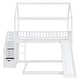 preview thumbnail 9 of 17, Elegant Style Twin Over Twin House Bunk Bed with Two Drawers and Slide, Maximized Space Saving, Friendly Design, White