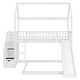 preview thumbnail 7 of 7, White Wooden Twin over Twin Bunk House Bed Frame with Convertible Slide, Storage Stairs, Ladder, Guardrails for Kids, Teens