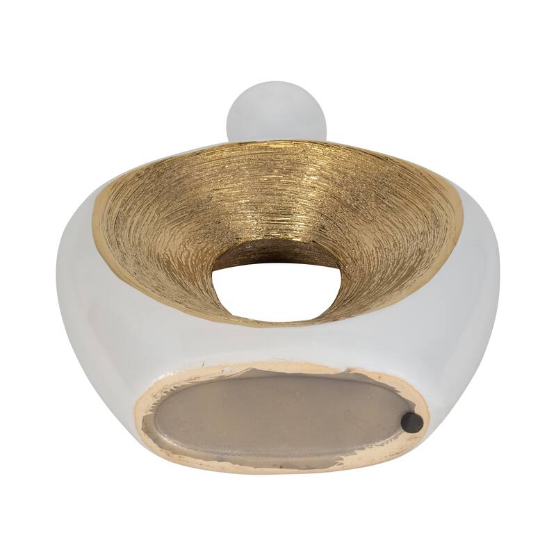 Modern Ceramic Textured Oval Cut-Out Vase - Home Decor - 13"