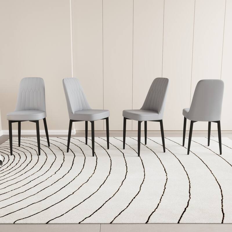 17" PU Leather Upholostered Dining Chair with Metal Legs, Set of 4 - Dining Height - Set of 4 - Grey