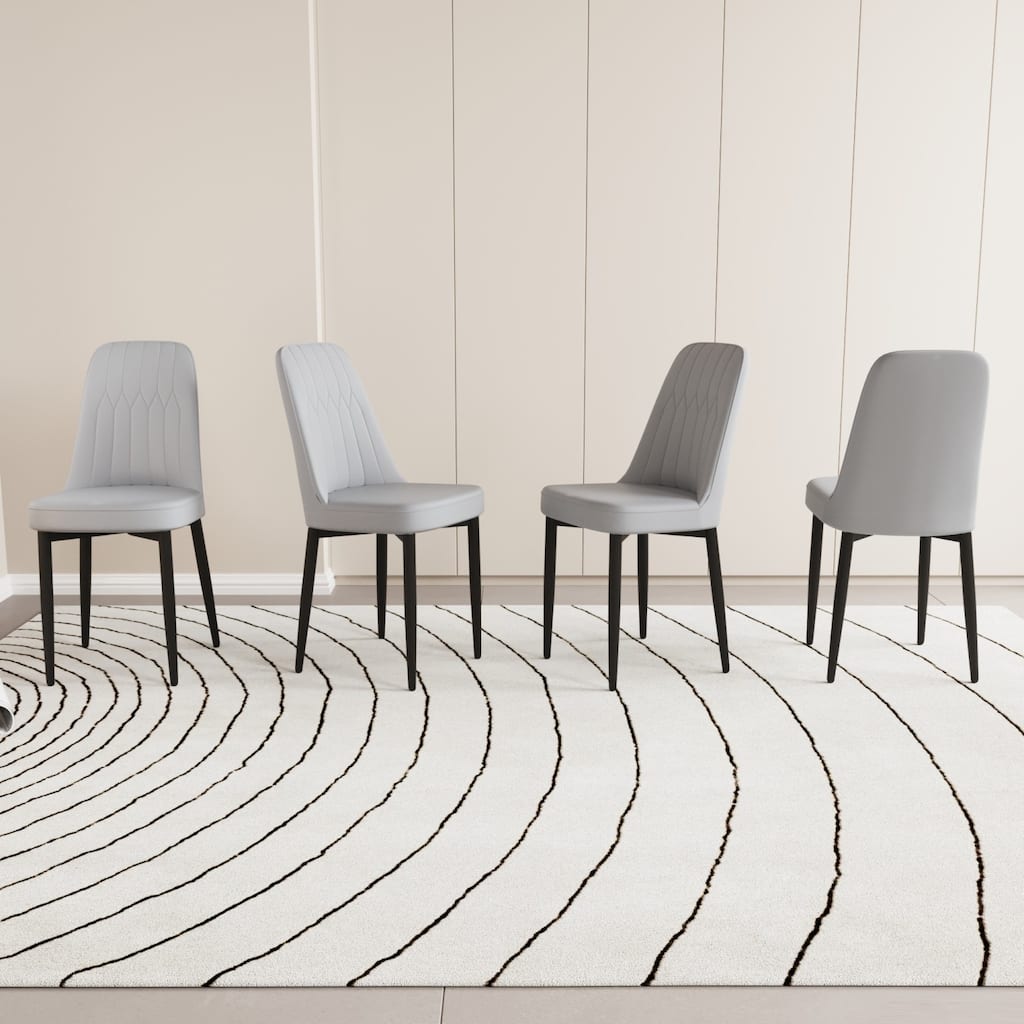 17" PU Leather Upholostered Dining Chair with Metal Legs, Set of 4