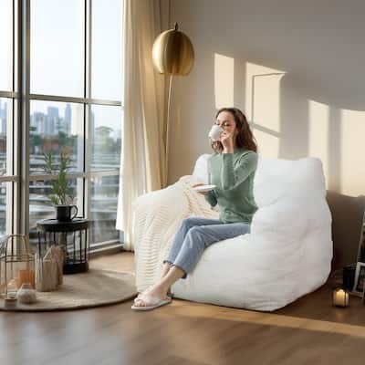 Grondin Giant Bean Bag Chairs for Adults and Teens, Sherpa Upholstery Lazy Sofa with Density Cotton Filling Modern Comfy Chair