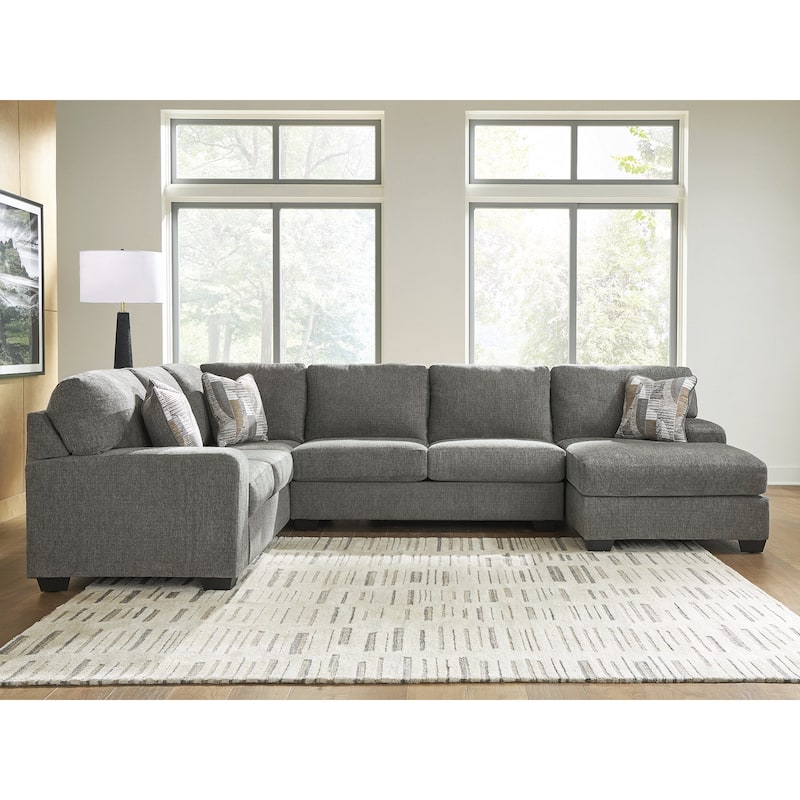 Signature Design by Ashley Seyler Lane Gray 3-Piece Sectional with Chaise - 144" W x 93" D x 39" H - Left Facing