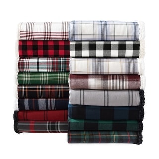 Eddie Bauer Cotton Throw Blanket, Reversible Flannel & Faux Shearling