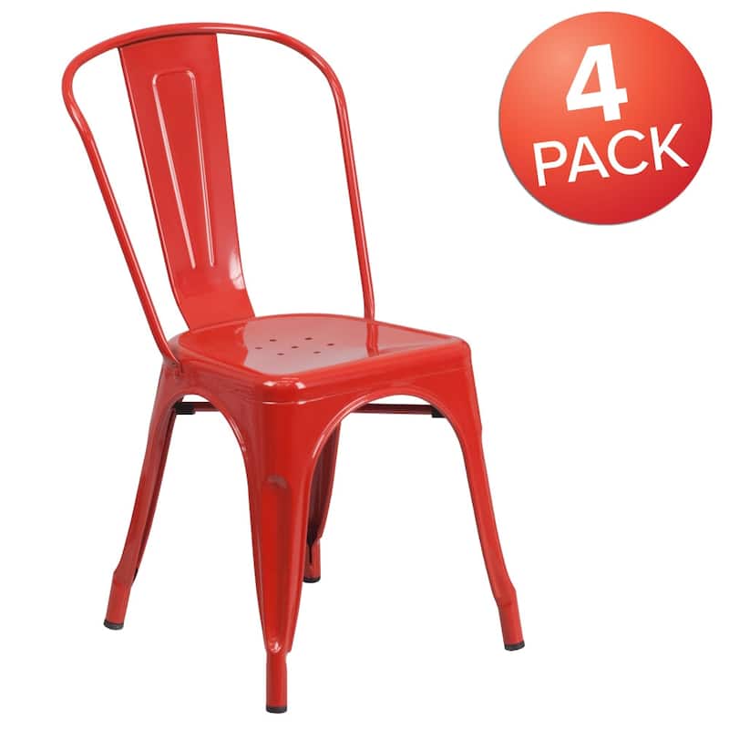 Metal Indoor/ Outdoor Stackable Bistro Chair (Set of 4)