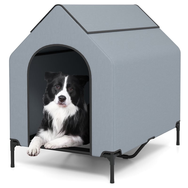 Outdoor Elevated Pet House with Ventilated Windows