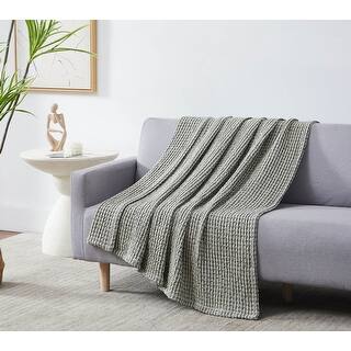 MIA 100% Cotton Waffle Weave Throw Blanket - 255x180cm, Extra Large Sofa Bed Cover