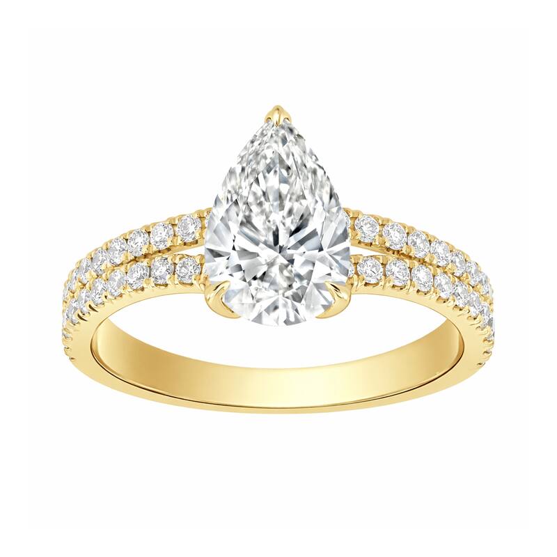 Auriya 14K Gold Pear Lab Grown Diamond Split Shank Engagement Ring 1.43 - 5.86ct. tw. (F-G, VS)