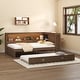 preview thumbnail 4 of 26, Full Size Wood Daybed with Storage Shelves,USB,LED Design,With Twin Size Trundle