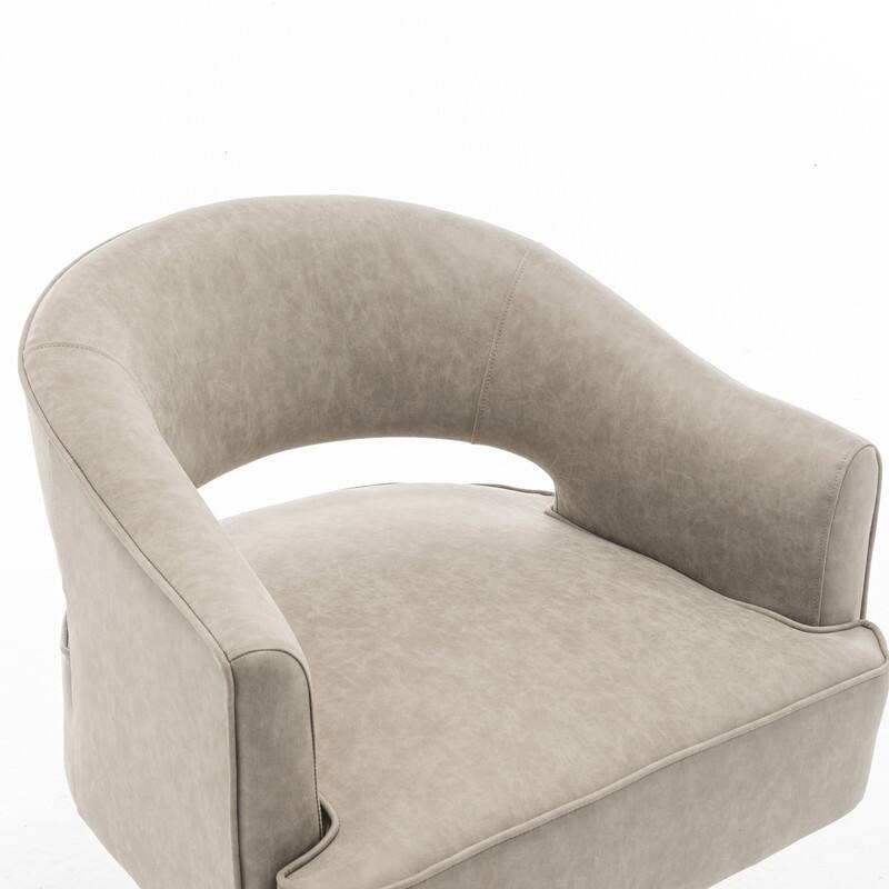 SEYNAR Modern PU Leather 360 Degree Swivel Accent Barrel Chair