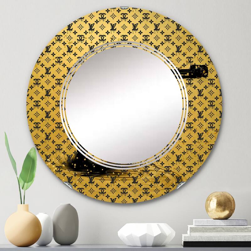 Designart 'Gold Designer Pistol II' Printed Fashion Gun Wall Mirror