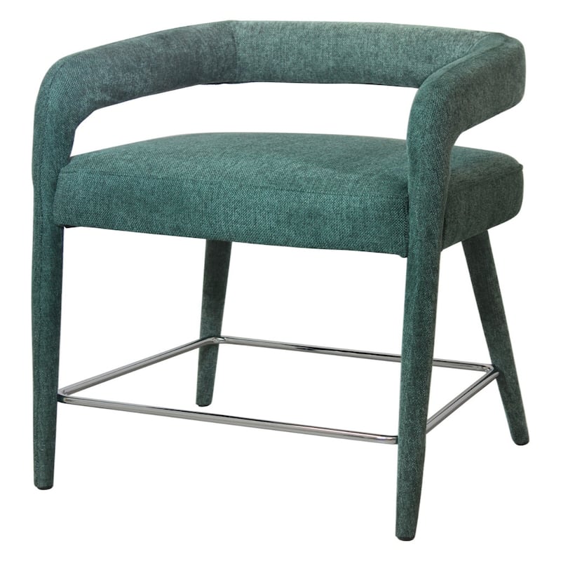 Modern Counter Height Bar Stool with Arms 25-Inch Low Back Upholstered Fabric Seat Metal Frame - 22" x 21" x 35"