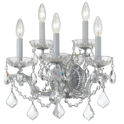 Maria Theresa 5 Light Clear Crystal Chrome Sconce - 13.5'' W x 16'' H x 9'' D