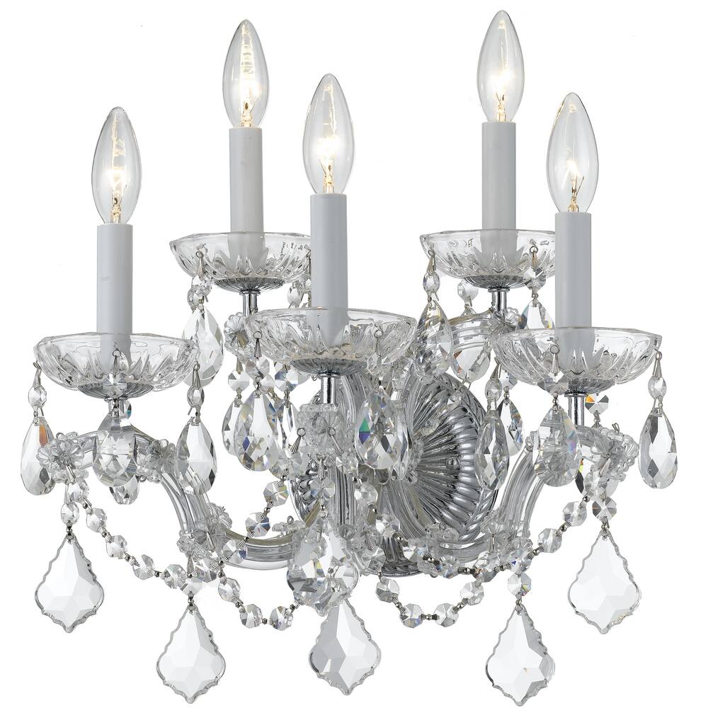 Maria Theresa 5 Light Clear Crystal Chrome Sconce - 13.5'' W x 16'' H x 9'' D
