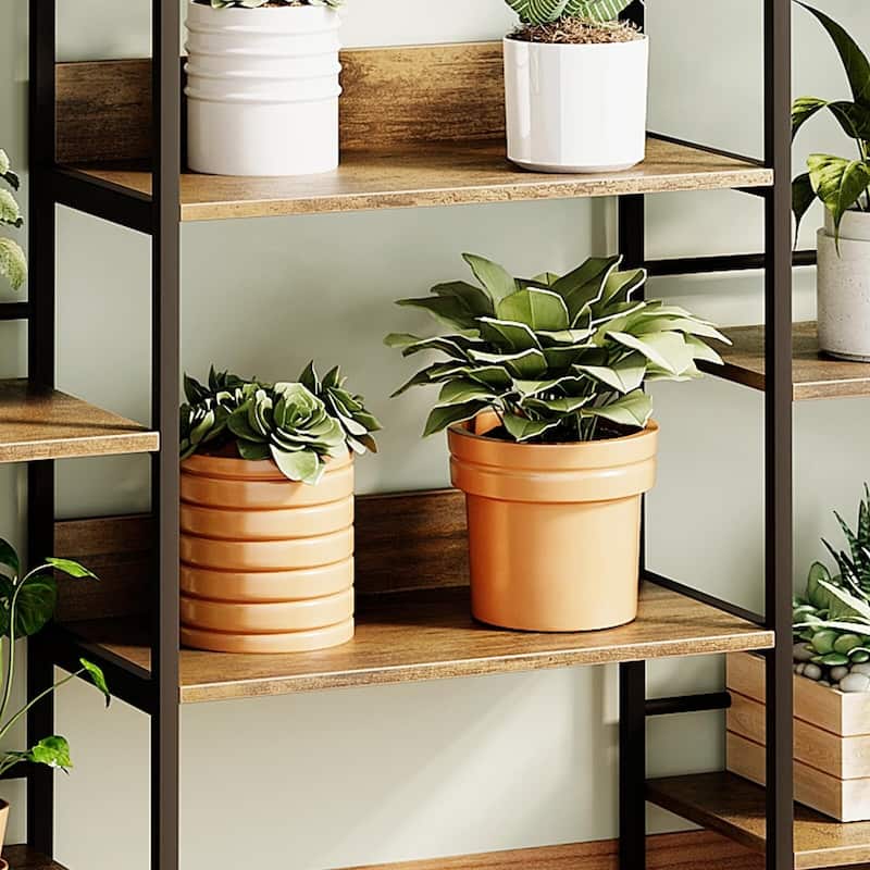 Triple Wide 5 Tier Bookshelf, Industrial Large Bookshelf with 4 Open Display Shelves