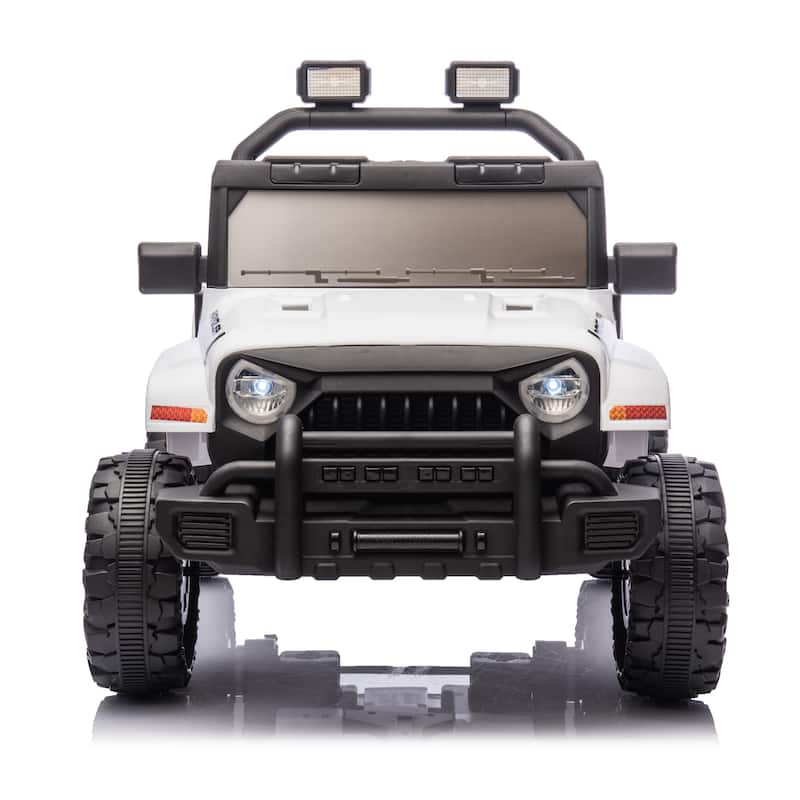 Ride on Truck Car with Removable Steering Wheel, Electric Car for Kids with LED Lights, Tan Battery Powered Electric Car