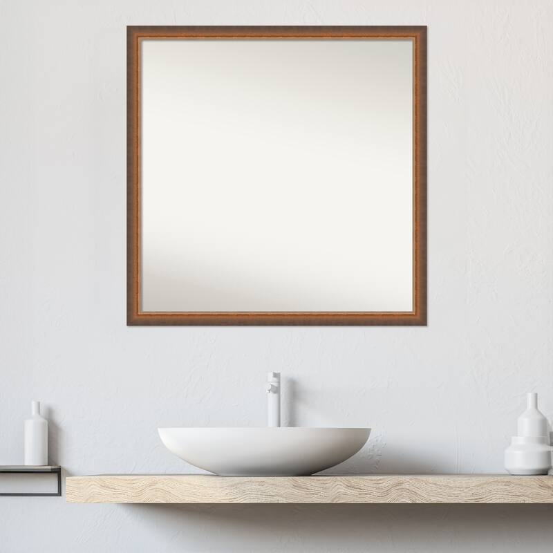 Two Tone Non-Beveled Wood Framed Bathroom Vanity Wall Mirror