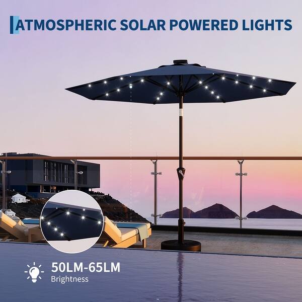 9ft lighted patio umbrella 9 Ft. Solar Our outdoor patio umbrella and sturdy base set deliver reliable sun protection for yards wikiwiki 9FT Solar Led Patio