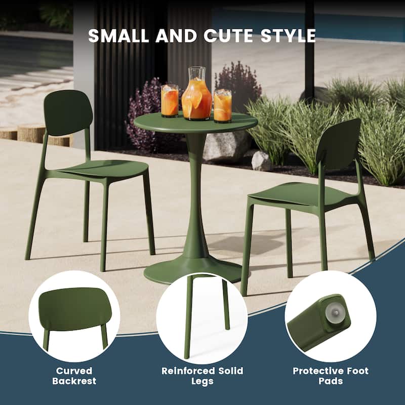 Frond and Form Outdoor Patio Stacking Dining Side Chair (Set of 2)