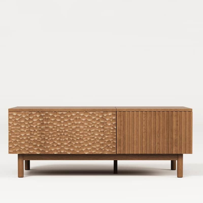 51.1" Satin Walnut Coffee Table with Storage Drawers for Living Room & Home Office - 51.1"Wx27.5"Dx18.9"H