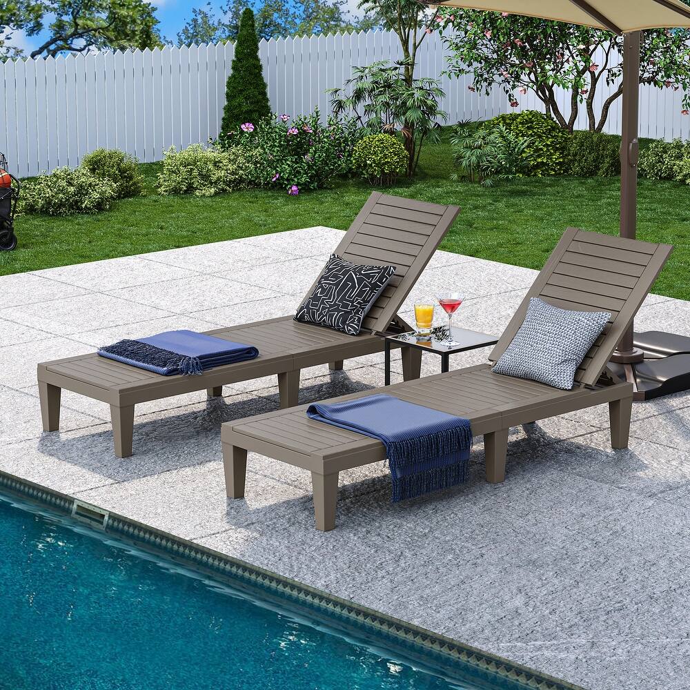 Outdoor Chaise Lounge Chairs (Set of 2) with Adjustable Backrest