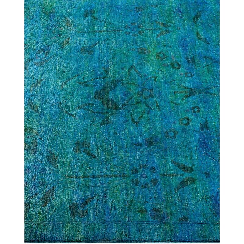 Overton Hand Knotted Wool Vintage Inspired Modern Contemporary Overdyed Blue Area Rug - 3' 0" x 5' 5"