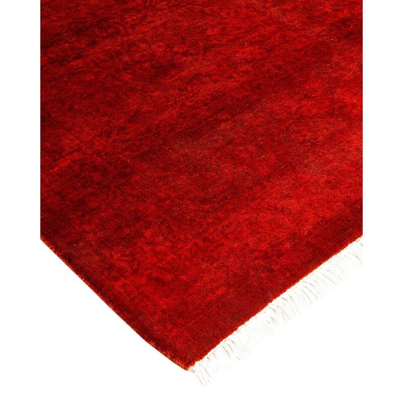 Overton Hand Knotted Wool Vintage Inspired Modern Contemporary Overdyed Red Runner Rug - 2' 8" x 8' 1"