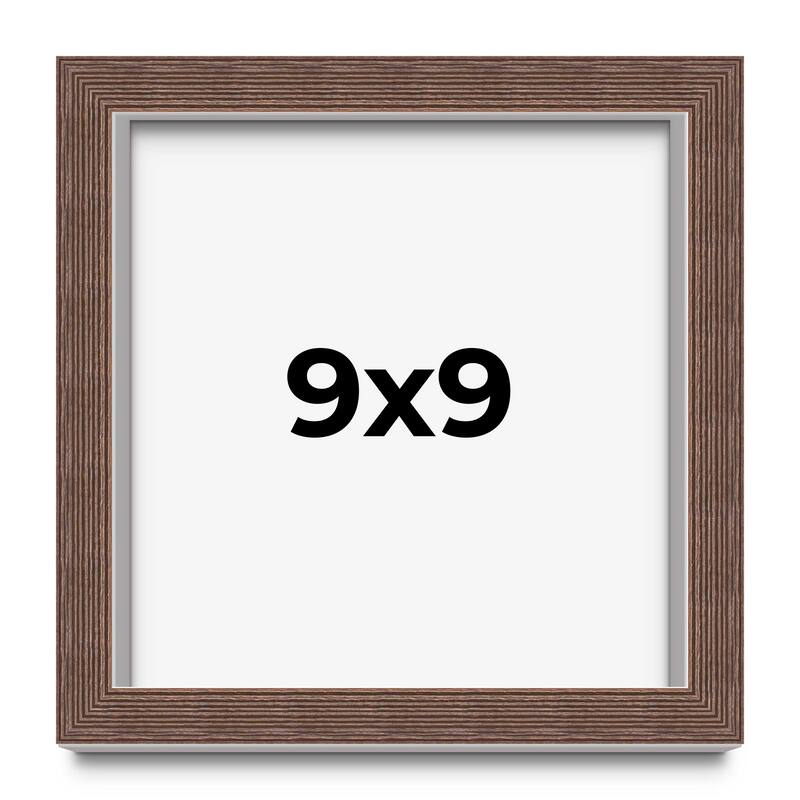 9x9 Shadow Box Frame Brown | 1.125 inches Deep Real Wood Rustic