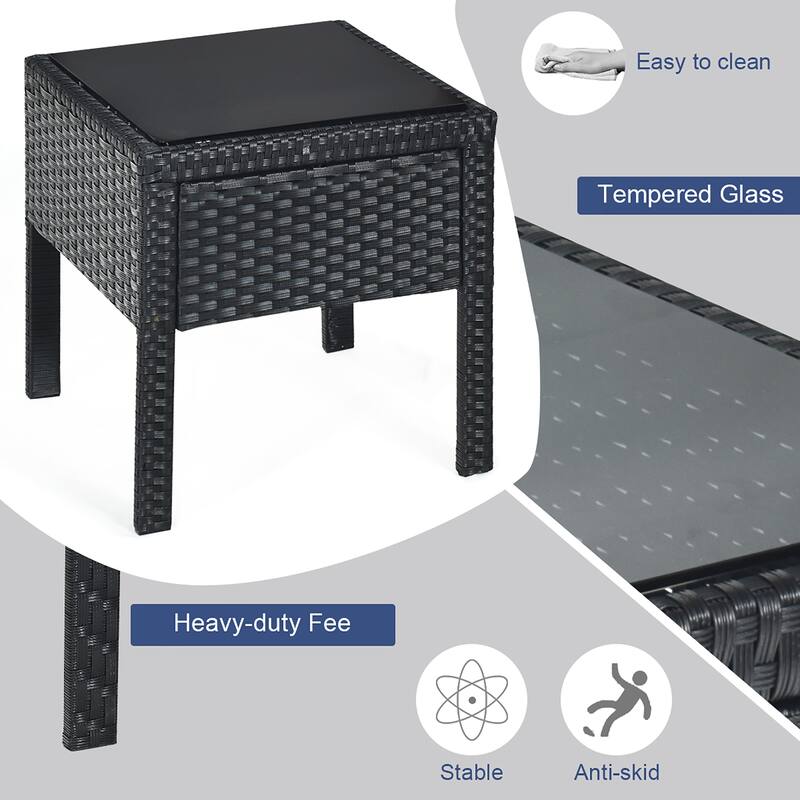 Costway 3PC Patio Rattan Furniture Set Coffee Table Conversation Sofa - See Details