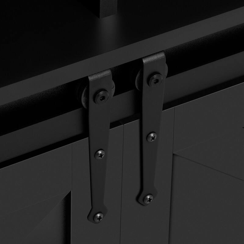 Farmhouse 59.3" Sideboard Buffet with Sliding Barn Doors and Open Storage for Living or Dining Spaces