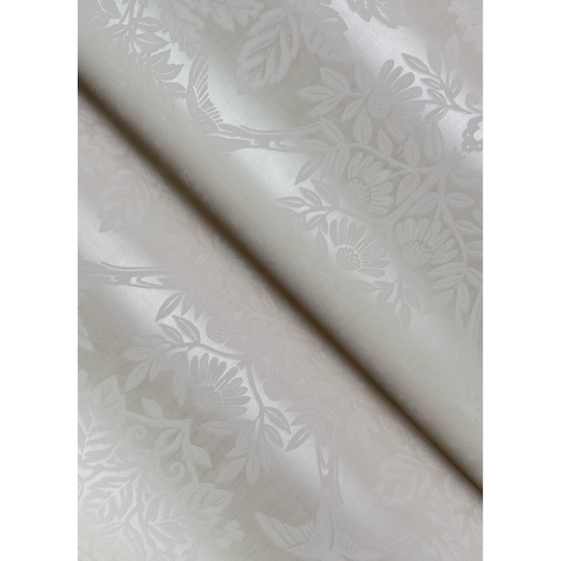 Chris Loves Julia x A-Street Prints Finch Ivory Woodland Damask Wallpaper