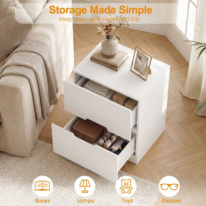 Handless Nightstand with 2 Drawers