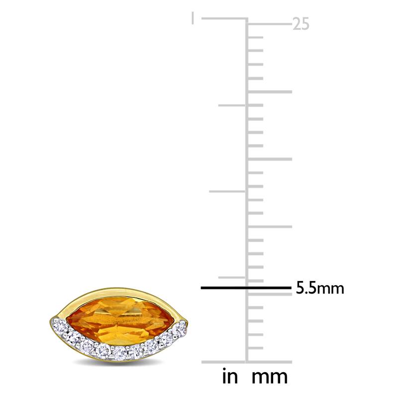 Miadora 1ct TGW Citrine and 1/10ct TW Diamond Stud Earrings in 14k Yellow Gold