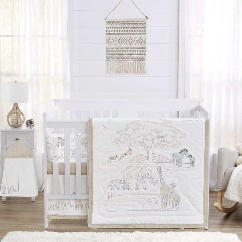 Jungle Safari Animal Boy Girl Neutral Sweet Jojo Designs 6p Crib Bedding + BreathableBaby Breathable Mesh Liner