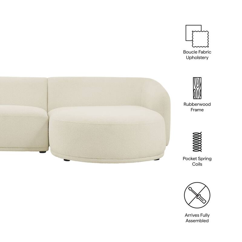 Monica 2 Piece Right Facing Boucle Fabric Modular Sofa with Chaise