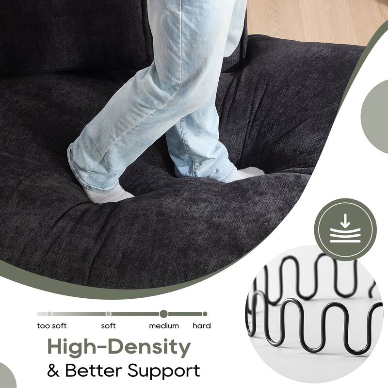 133 Inch Modular Sectional Sofa Polyester Fabric Right Facing Chaise for Living Room