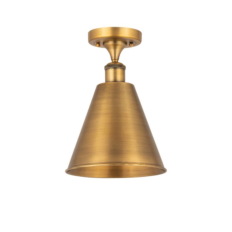 Innovations Lighting Ballston Cone - 1 Light 8" Semi-Flush Mount - Brushed Brass