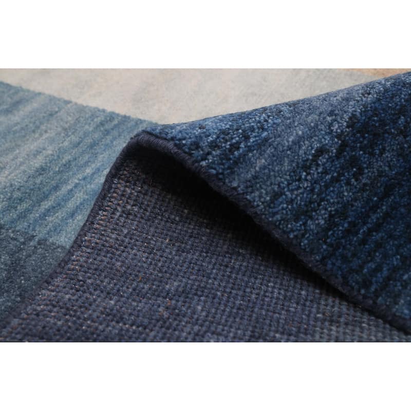 ECARPETGALLERY Hand-knotted Pak Finest Gabbeh Dark Blue Wool Rug - 7'10 x 7'9