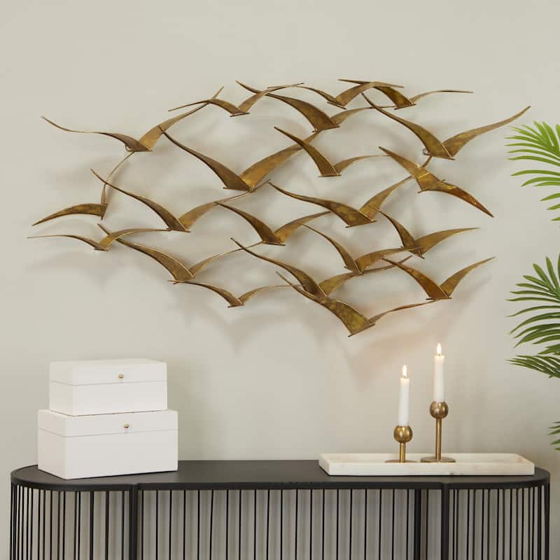Metal Bird Sleek Flying Home Wall Decor - Gold, Black, Brown, Blue, Silver - Roche River Decor