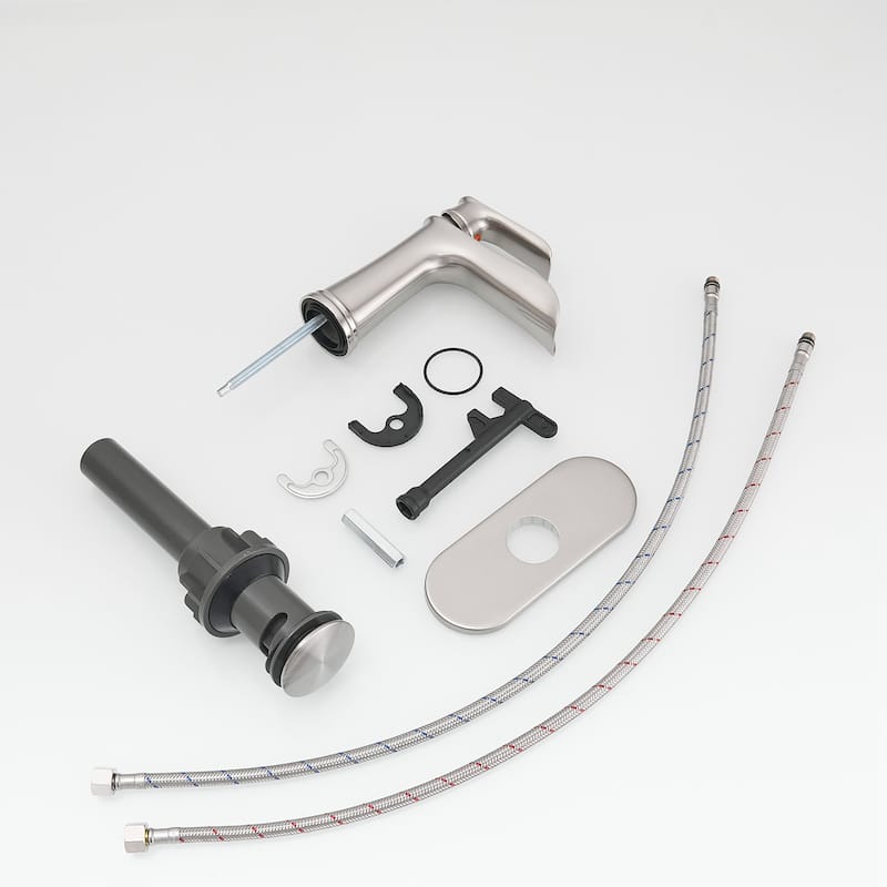 Single-handle Bathroom Waterfall Sink Faucet with Drain and Deckplate