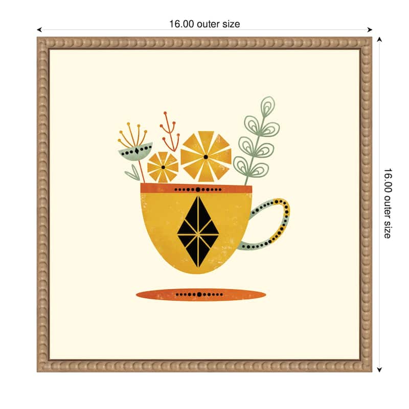 Kate and Laurel Sylvie Yellow Cup Framed Canvas by Amber Leaders