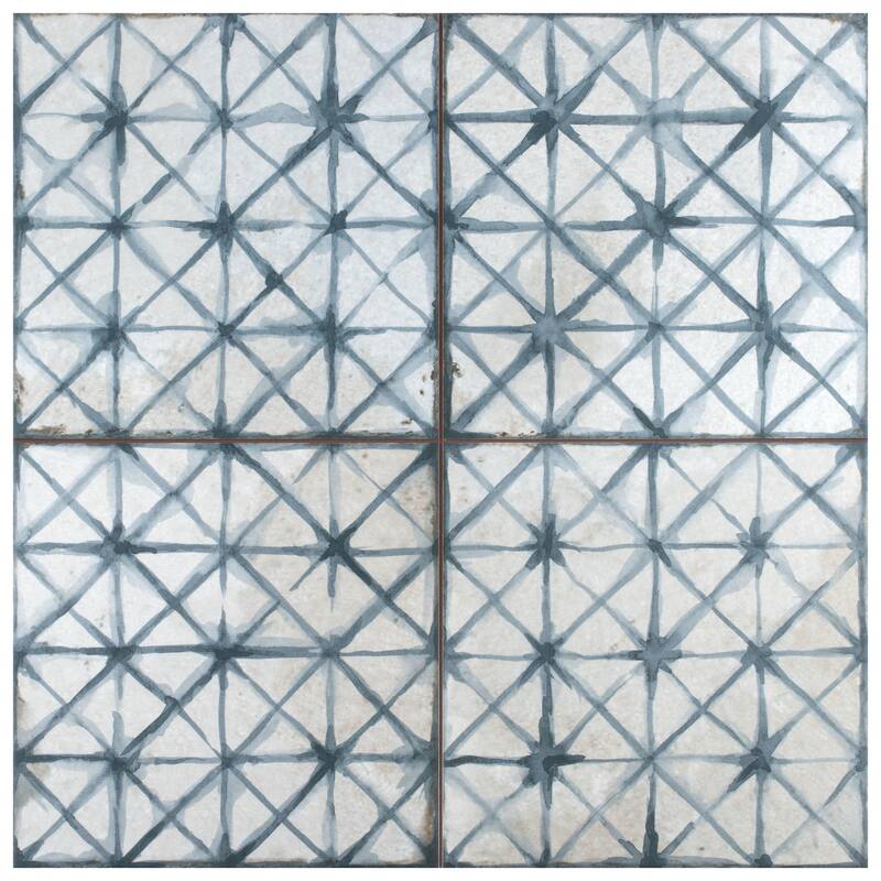Merola Tile Kings Temple Blue 17-5/8" x 17-5/8" Ceramic Floor and Wall Tile - Case (5 Tiles) - Beige