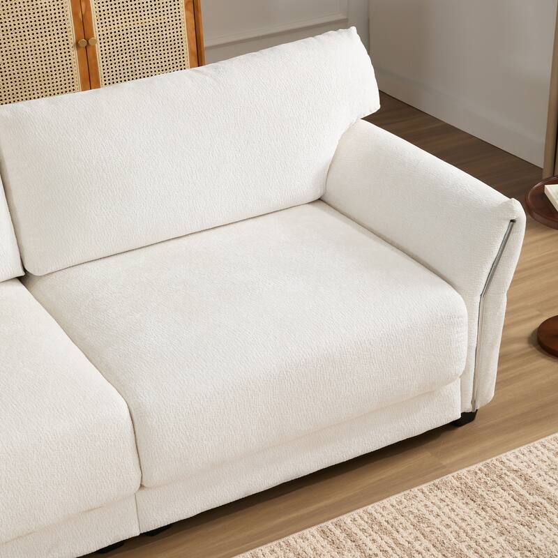 110" Modular L-Sectional - Extra-Wide Seats with USB/Type-C Charging, Petal Armrests, Chenille Fabric