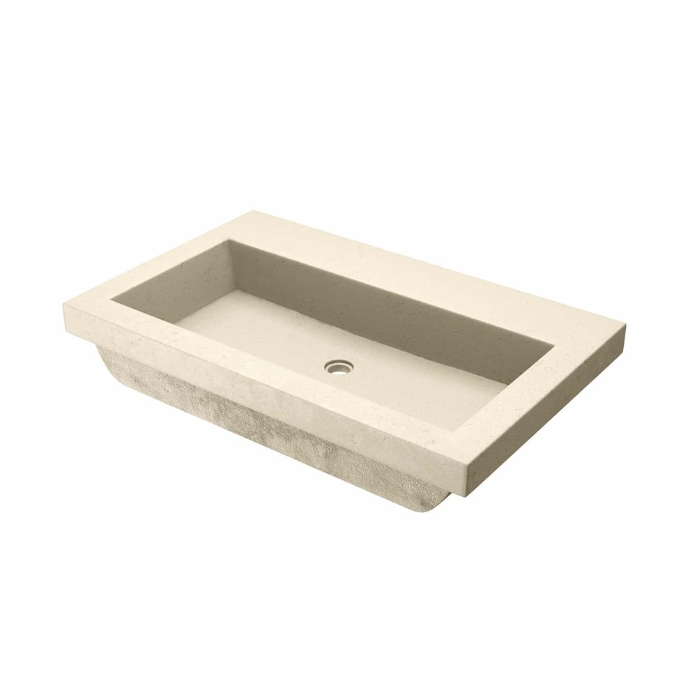 30" NativeStone Trough Drop-in Rectangular Bathroom Sink - 30x19x5.5