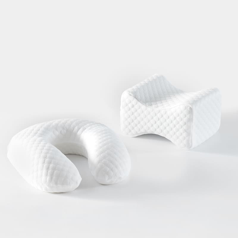 Bodipedic Set of 2 Memory Foam Accessory Pillows - Knee Pillow and U-Neck Pillow