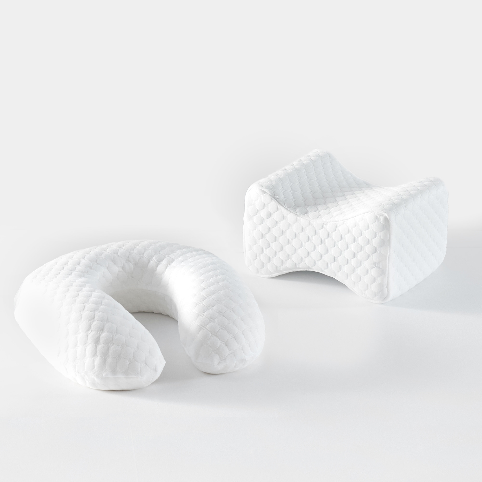 Bodipedic Set of 2 Memory Foam Accessory Pillows - Knee Pillow and U-Neck Pillow