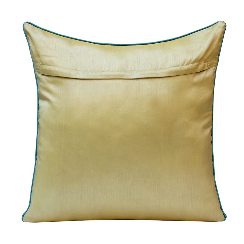 Sevita Hand-Woven Green/Blue Tropical Leaves Polyester Throw Pillow, 20" x 20"