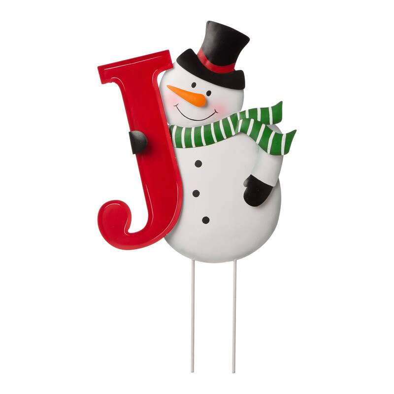 Glitzhome Metal "JOY" Snowman or Gingerbread Man Yard Stake