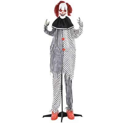 6FT Animatronic Circus Clown Halloween Prop Motion Sound Activated Light-Up Eyes Laughter